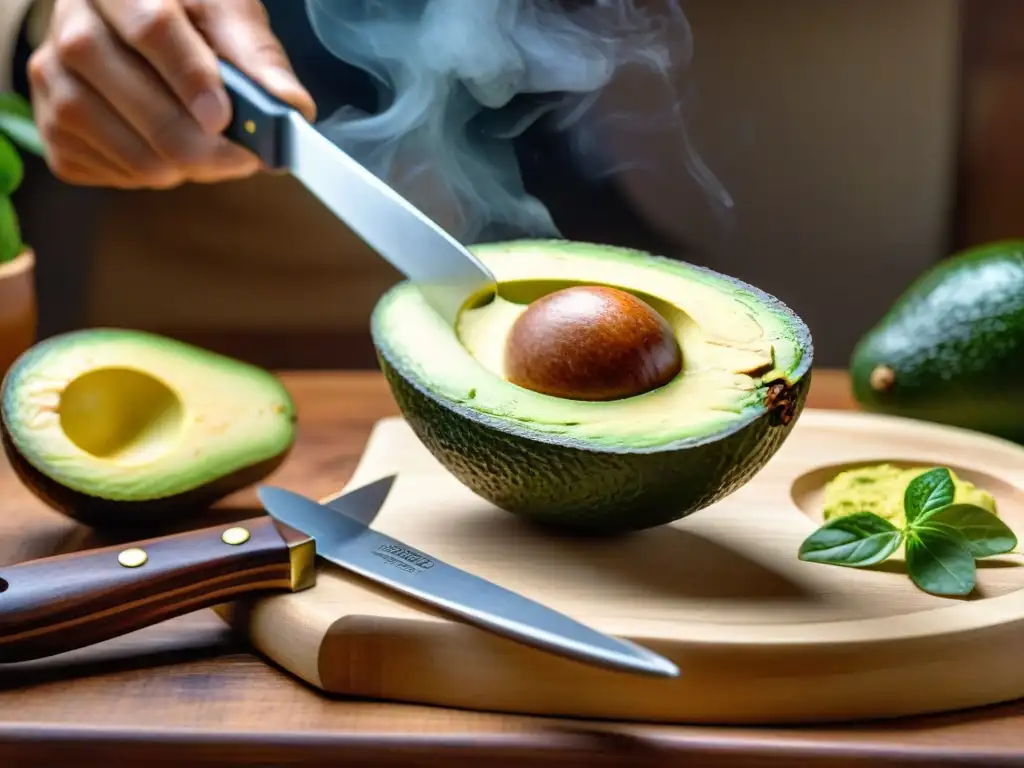 Deliciosa preparación de aguacate para receta auténtica guacamole asado uruguayo