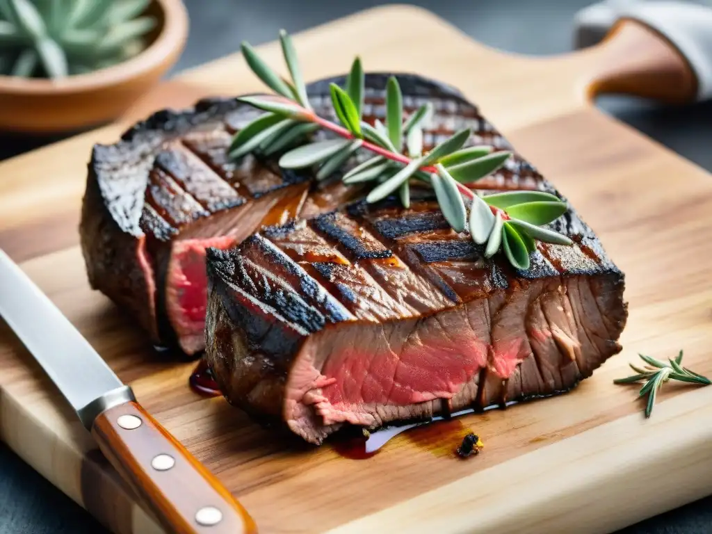 Deliciosa carne asada jugosa con el toque perfecto, rodeada de un ambiente cálido y natural