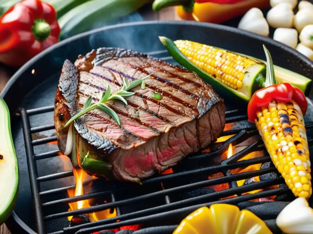 Deliciosa carne asada con vegetales a la parrilla, resaltando los beneficios de incluirla en la dieta