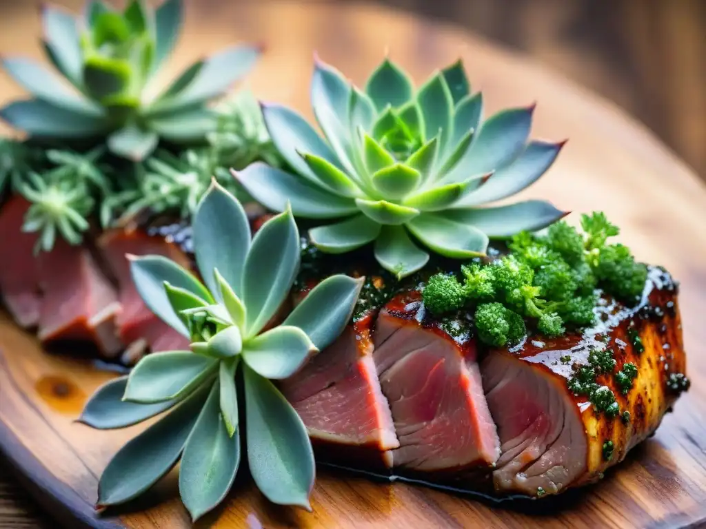 Deliciosa carne marinada con chimichurri, hierbas y ajo, lista para el asado uruguayo