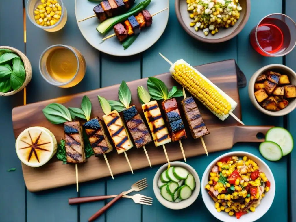 Deliciosa y colorida comida vegana en un asado innovador