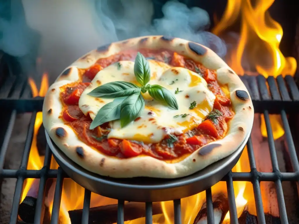 Deliciosa matambre a la pizza parrilla con queso fundido, salsa de tomate y hierbas aromáticas, humeante