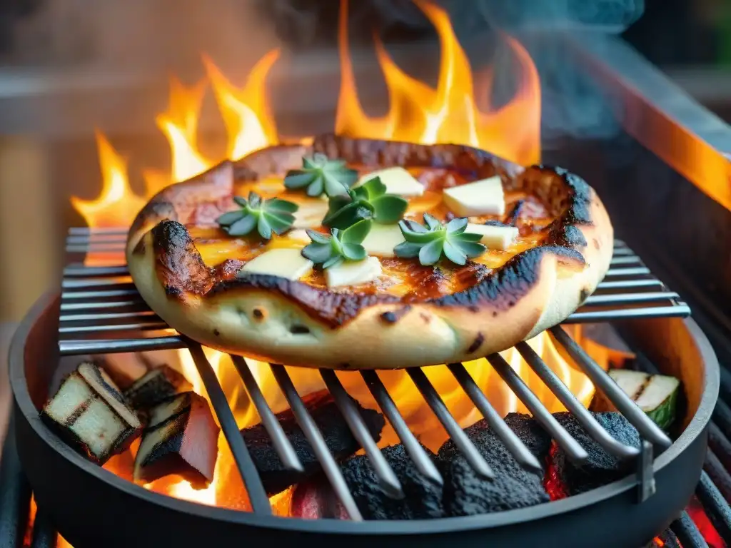 Deliciosa matambre a la pizza en la parrilla, con ingredientes frescos y queso burbujeante