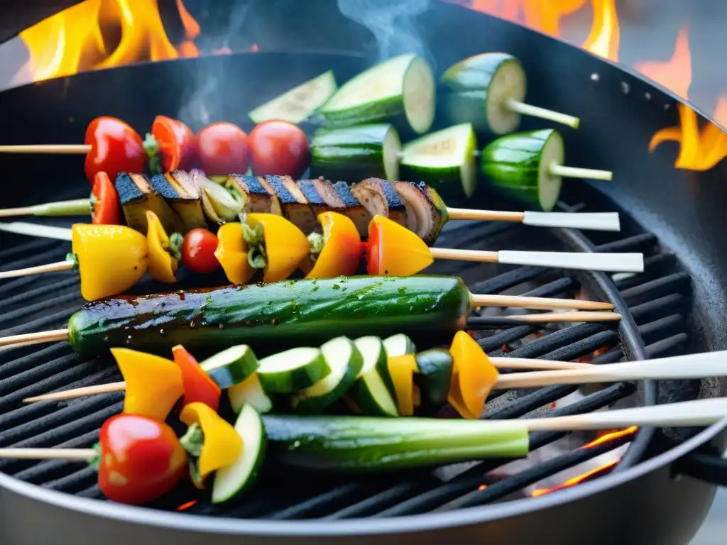 Deliciosa parrilla de asados vegetales con toque innovador al atardecer