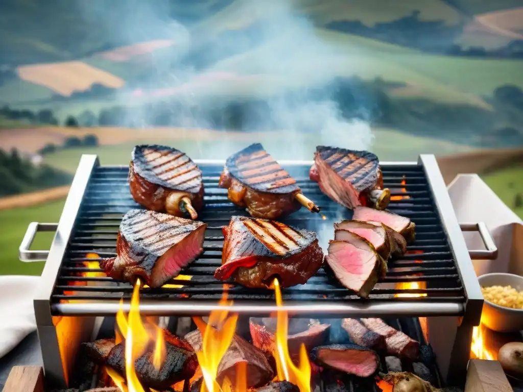 Deliciosa parrillada uruguaya en festival de asado rodeado de naturaleza