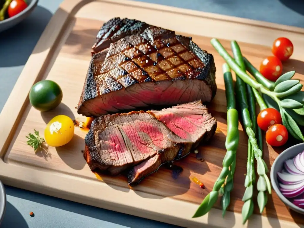 Deliciosa parrillada con filete jugoso y vegetales a la parrilla