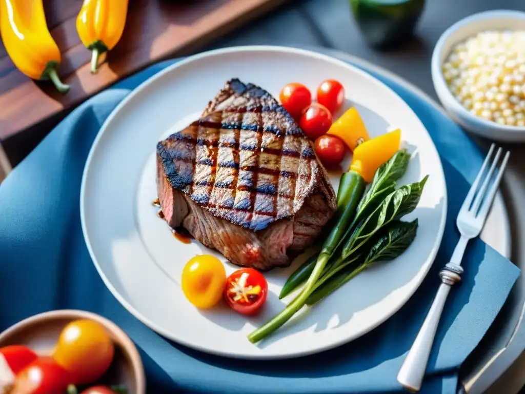 Deliciosa parrillada gourmet con jugoso filete y vegetales, técnicas parrilla gourmet