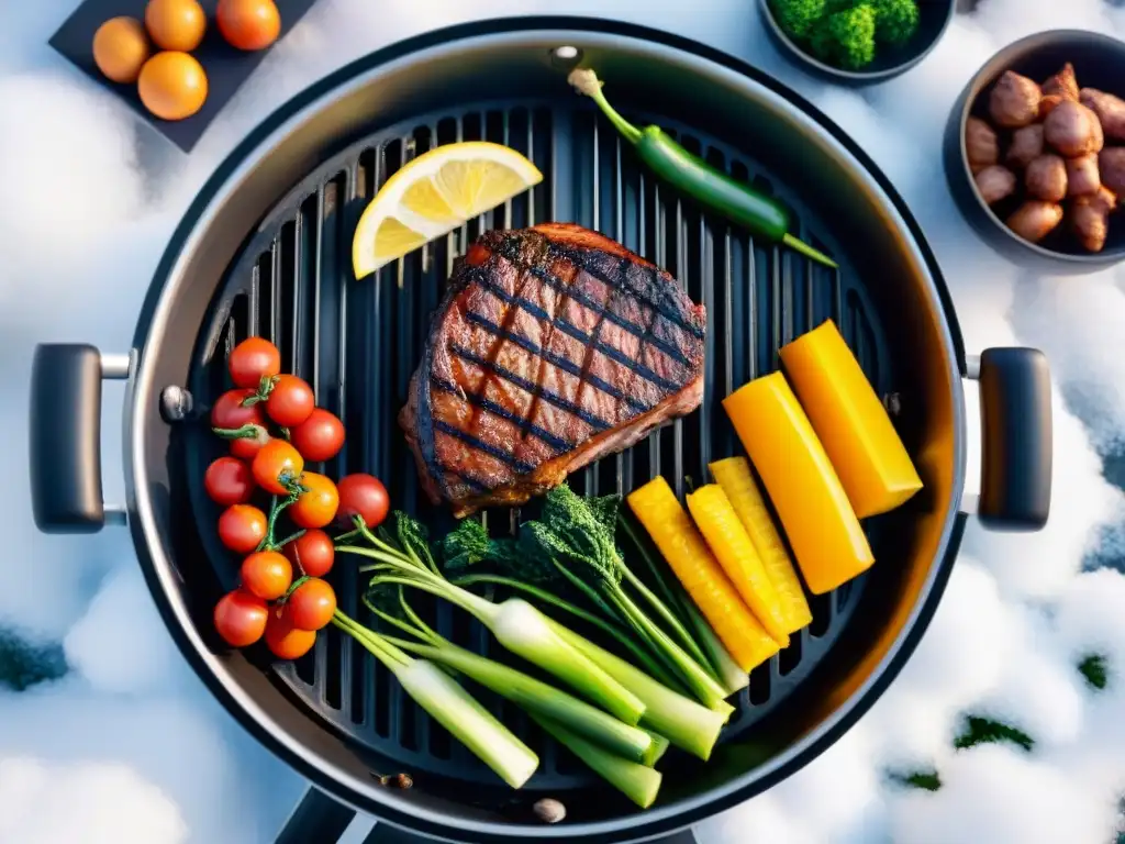 Deliciosa parrillada invernal: verduras y carnes magras asadas, ideal para recetas de asados saludables invierno