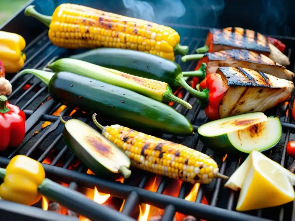 Una deliciosa parrillada de vegetales y carnes magras, colores vibrantes y saludables Beneficios para la salud asado