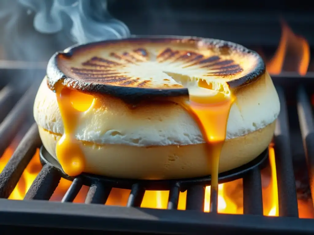 Deliciosa provoleta en la parrilla, con costra dorada y queso fundido