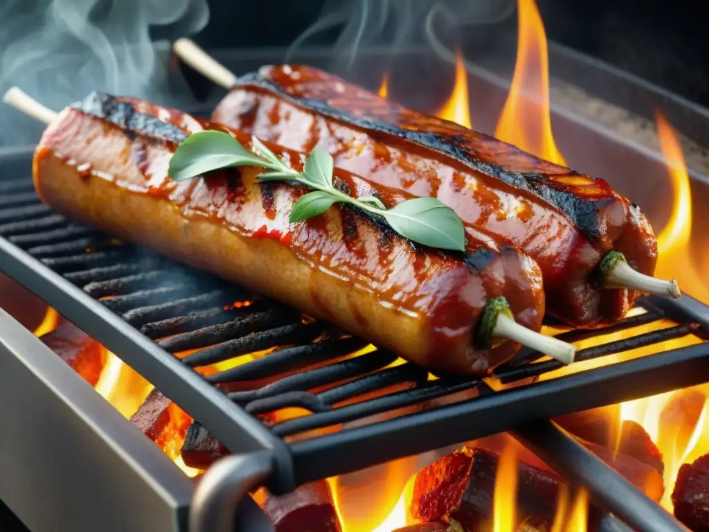 Deliciosa receta chorizo parrillero jugoso en la parrilla con hierbas frescas y especias