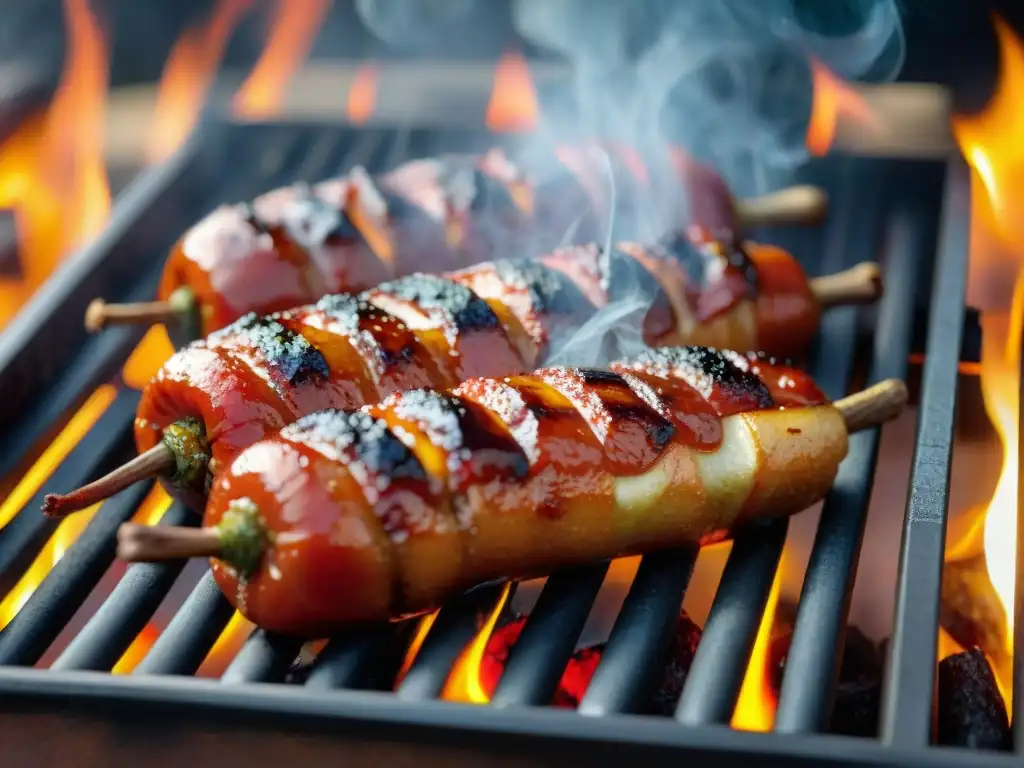 Deliciosa receta de chorizo parrillero uruguayo en una parrillada vibrante
