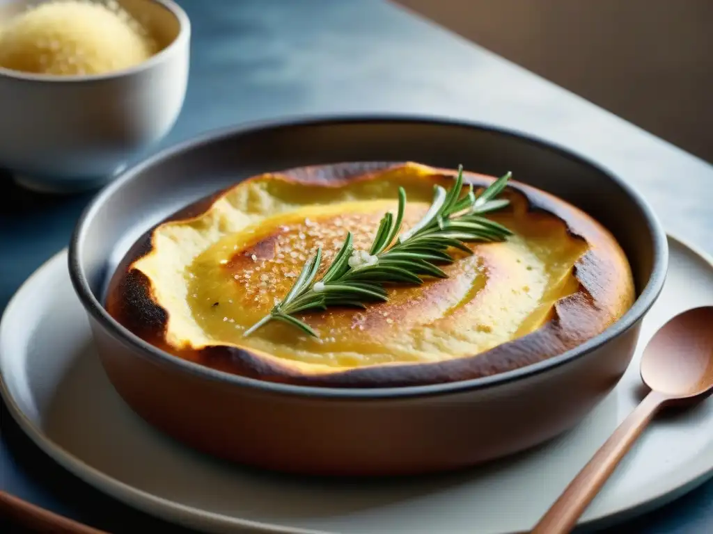 Una deliciosa receta de farinata uruguaya en una cocina rústica con romero y sal