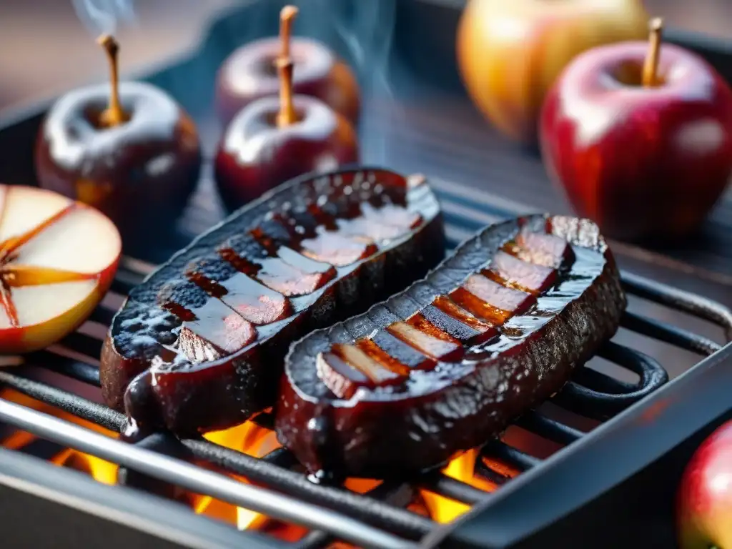 Deliciosa receta de morcilla dulce con manzanas asadas al sol, una combinación de sabores y colores irresistible