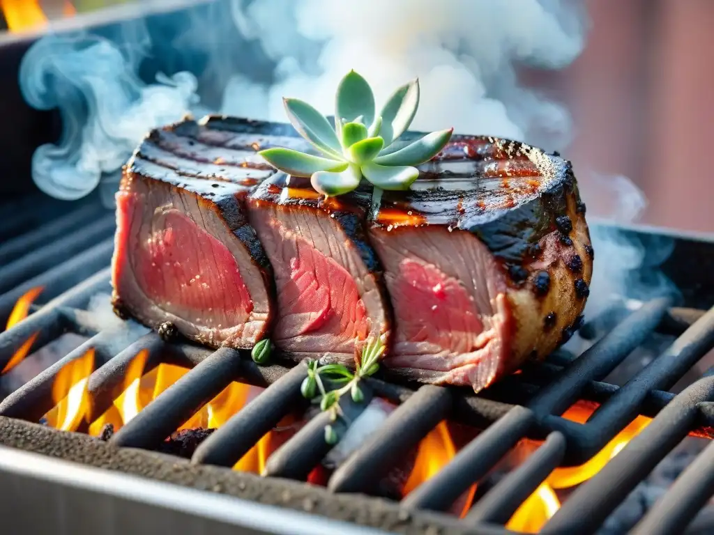 Deliciosa receta de Nalga de Adentro en la parrilla, perfectamente sellada y jugosa, con hierbas frescas y sal marina