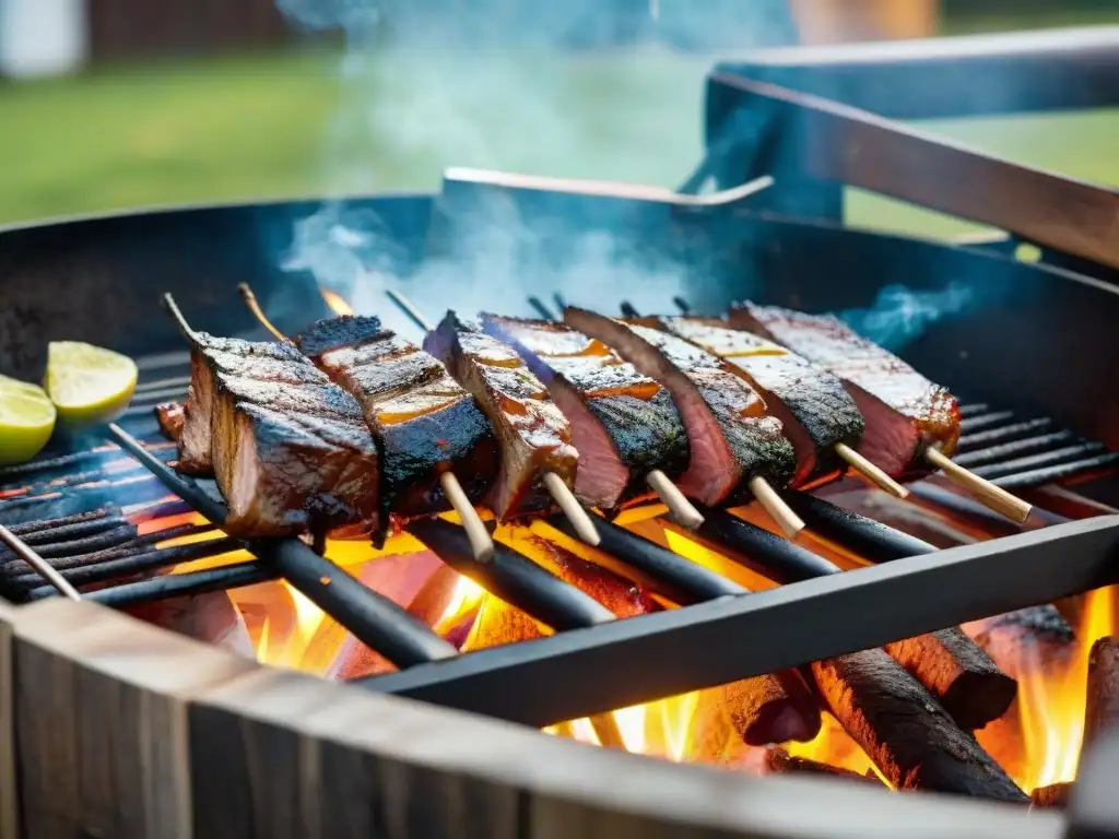 Deliciosa Receta Entraña uruguaya perfecta en parrilla, asado tradicional y paisaje natural