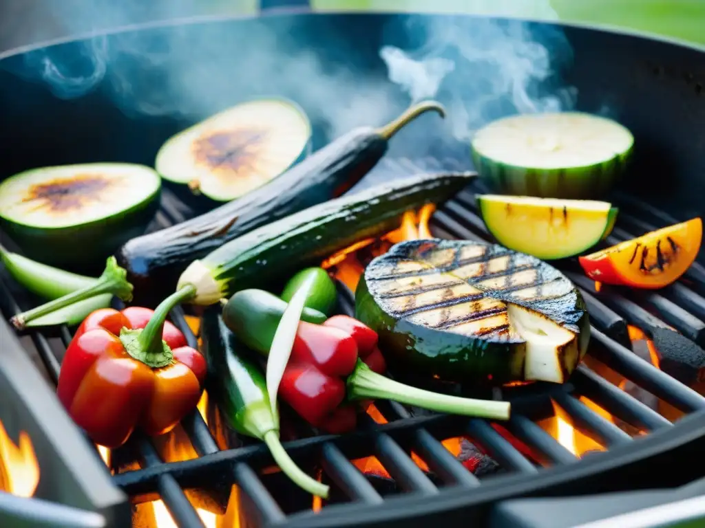 Deliciosa variedad de vegetales asados en parrilla, listos para un asado uruguayo