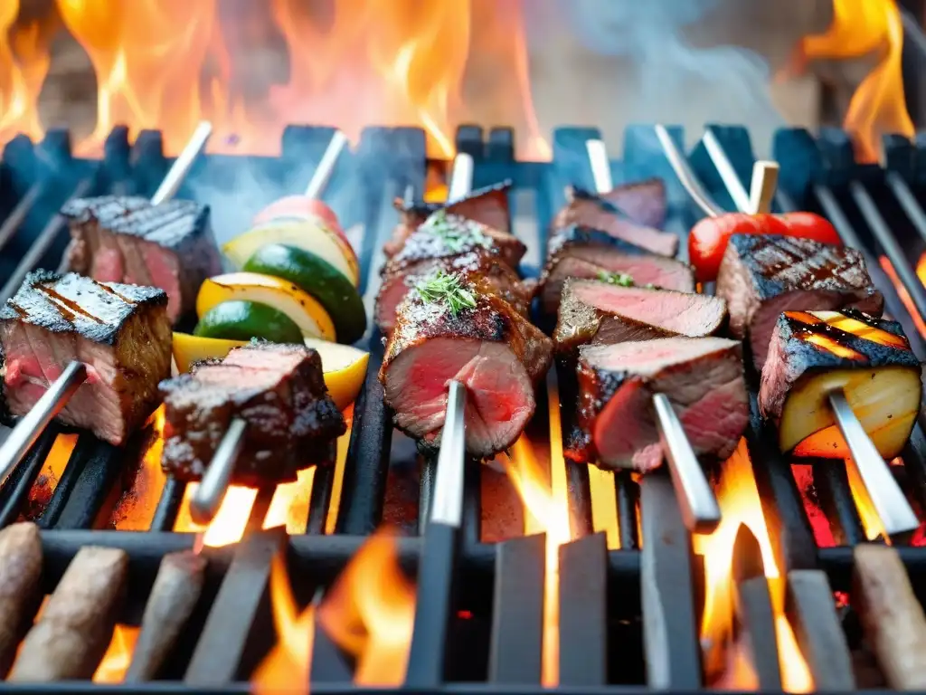 ¡'Deliciosas brochetas mixtas en la parrilla de un asado uruguayo recetas'!