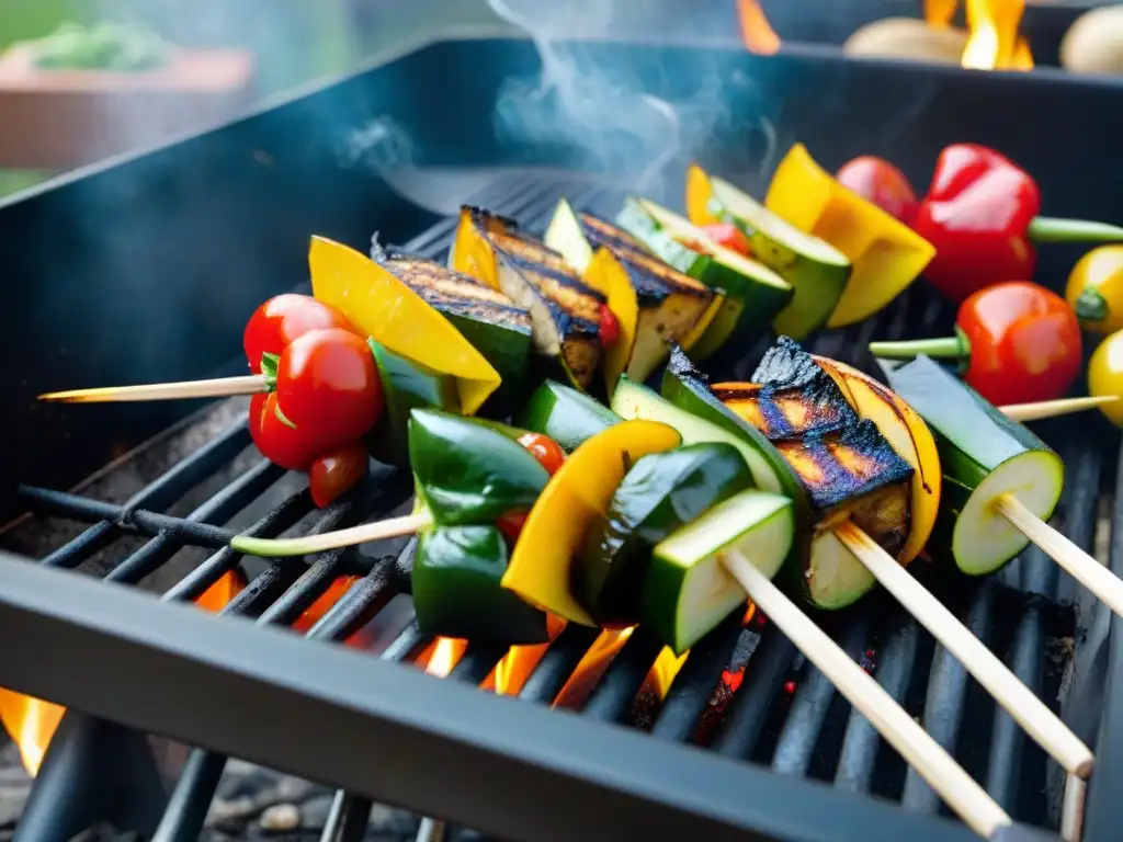 Deliciosas brochetas de verduras a la parrilla, perfectas para recetas acompañamientos bajos carbohidratos