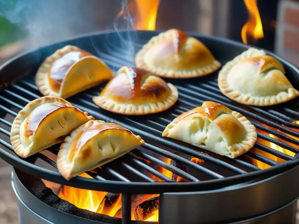 Deliciosas empanadas doradas en asador tradicional argentino