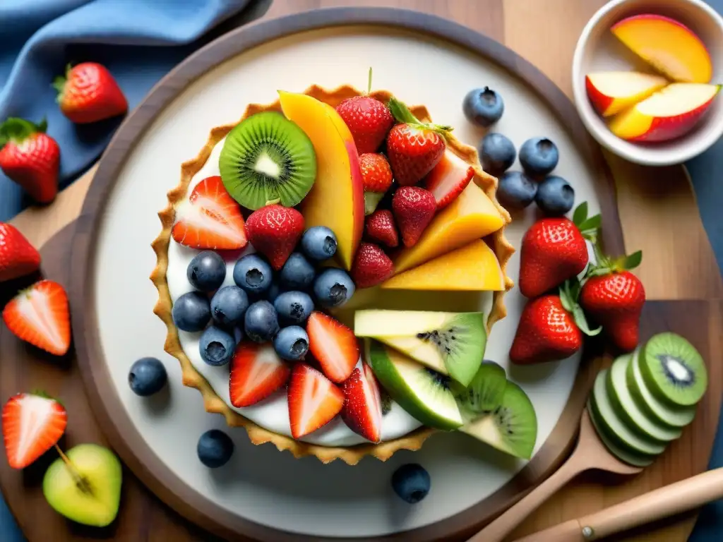 Deliciosas frutas listas para una tarta en la parrilla