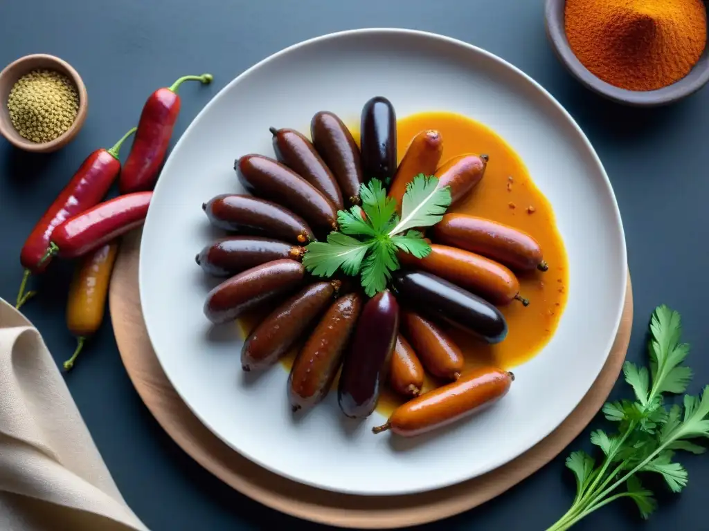 Deliciosas morcillas dulces uruguayas recién hechas en un plato, con colores y texturas vibrantes