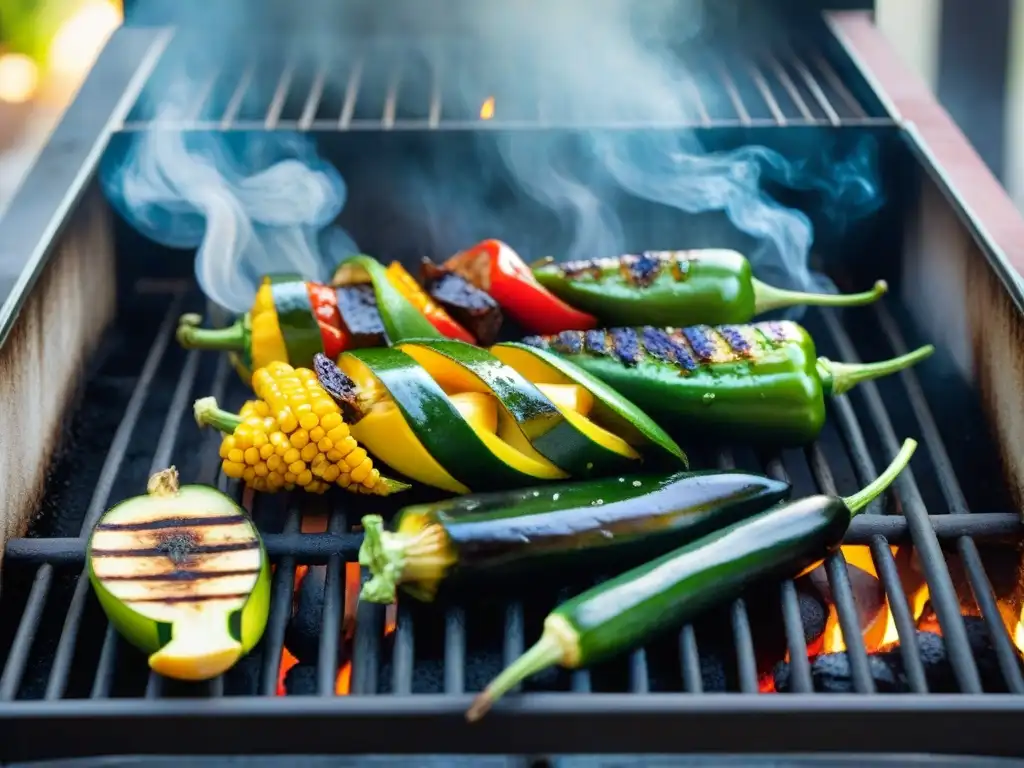 Deliciosas recetas asado vegano parrillada con verduras a la parrilla, perfectamente cocidas y marinadas, listas para disfrutar al aire libre