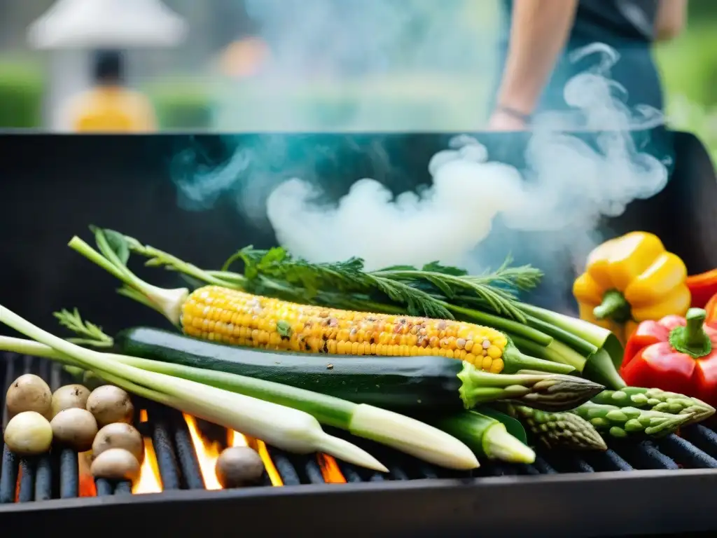 Deliciosas recetas asado vegetal parrilla con coloridos ingredientes y aromas veraniegos en una parrilla caliente