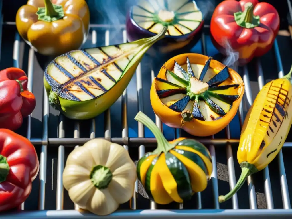 Deliciosas recetas cortes bajos en grasa de asado de verduras coloridas en la parrilla