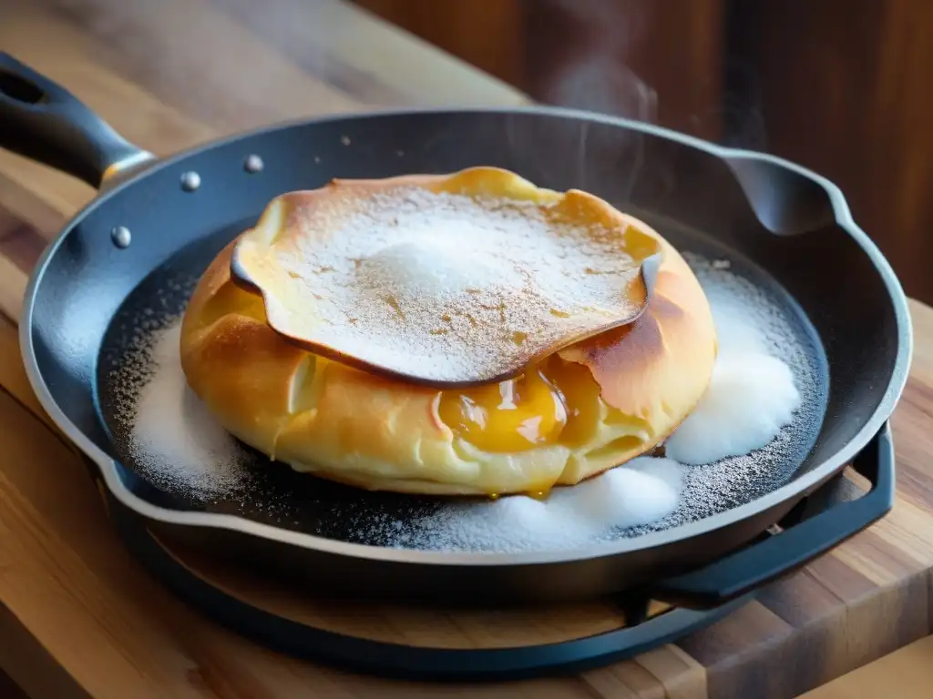 Deliciosas tortas fritas doradas en sartén, con azúcar impalpable y mate uruguayo