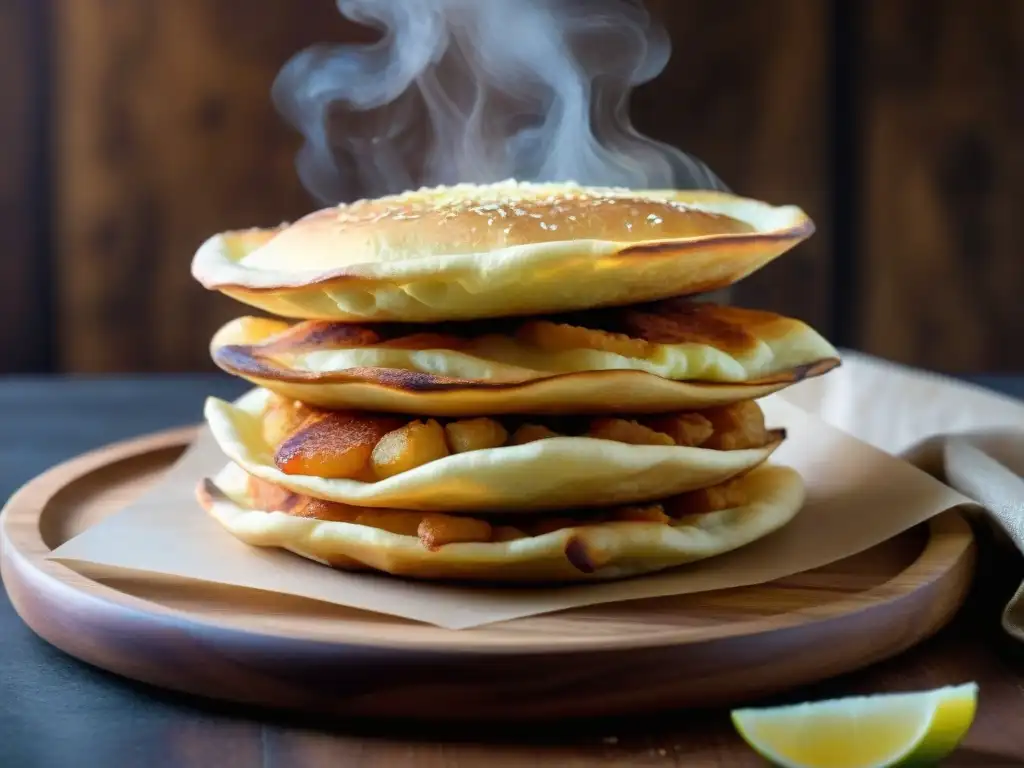 Deliciosas tortas fritas uruguayas recién hechas, doradas y crujientes, con un toque de azúcar brillante