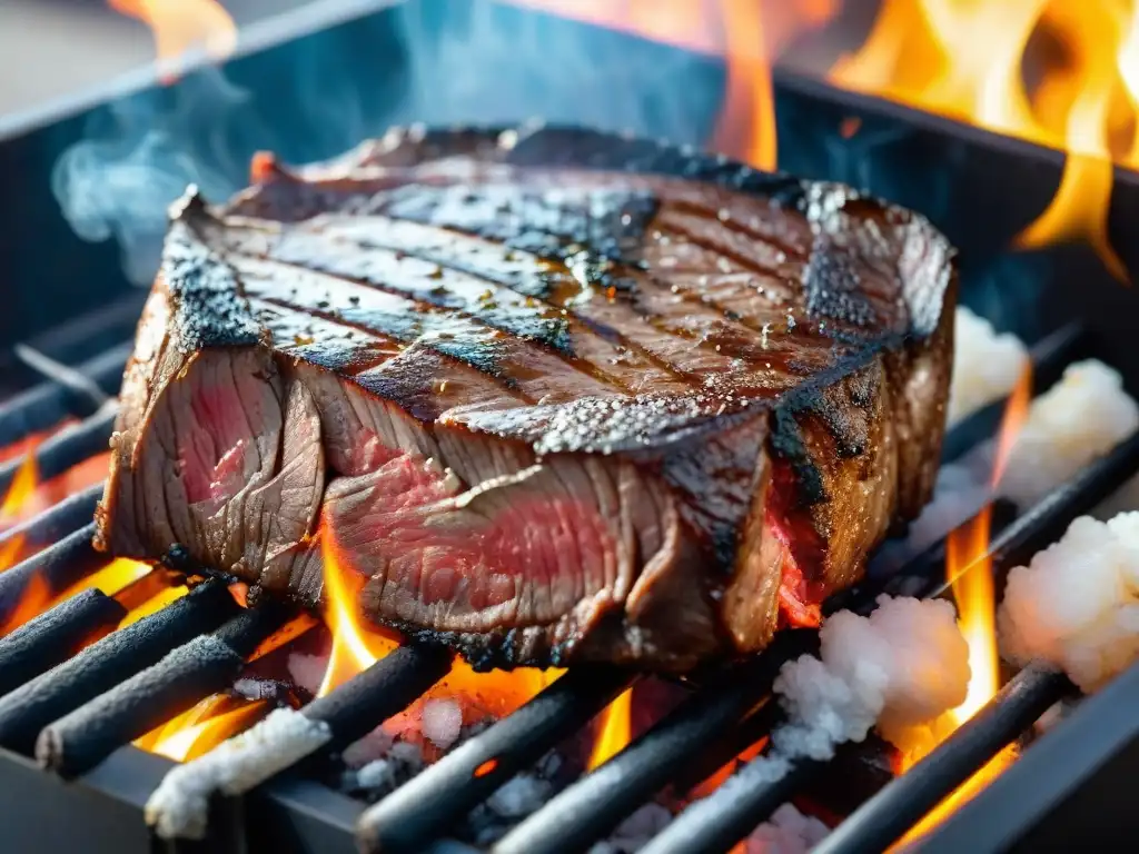 Delicioso asado en la parrilla con técnicas de salado para asados en una reunión festiva al aire libre