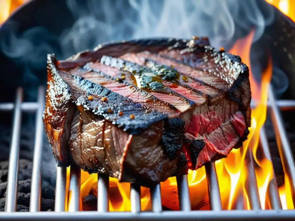 Delicioso asado de tira en la parrilla, perfectamente cocido