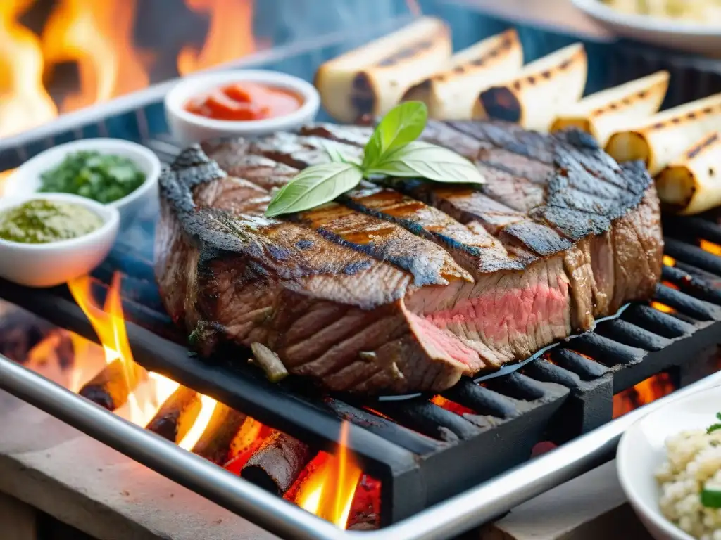 Delicioso asado uruguayo con jugosos cortes en parrilla y patrocinio de asados uruguayos