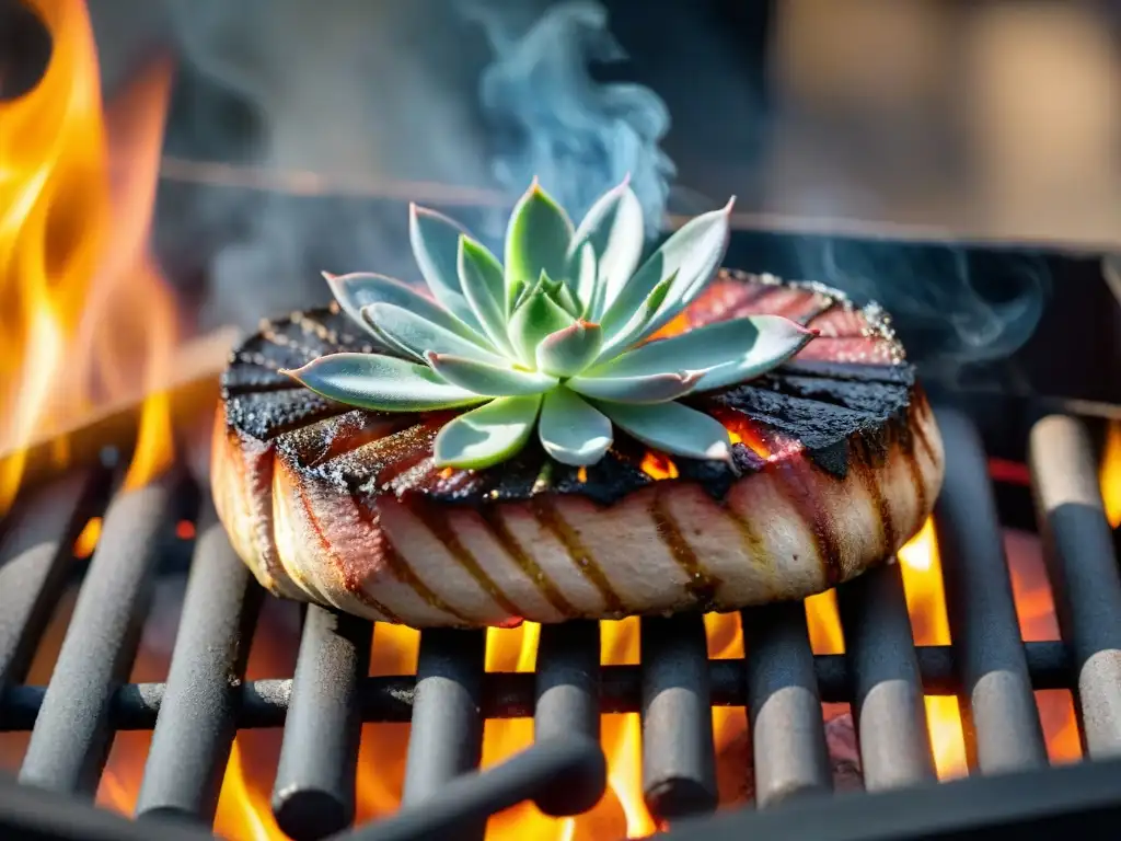 Delicioso asado uruguayo en parrilla tradicional con control de temperatura para asado