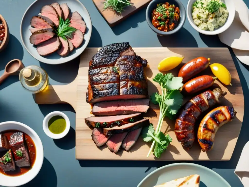 Delicioso asado uruguayo con sabores originales en un entorno campestre soleado