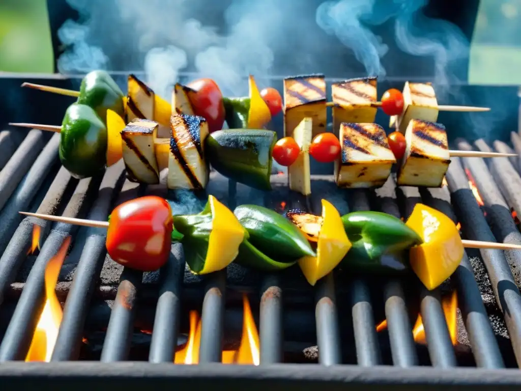 Delicioso asado vegano en Uruguay con vegetales a la parrilla y tofu marinado