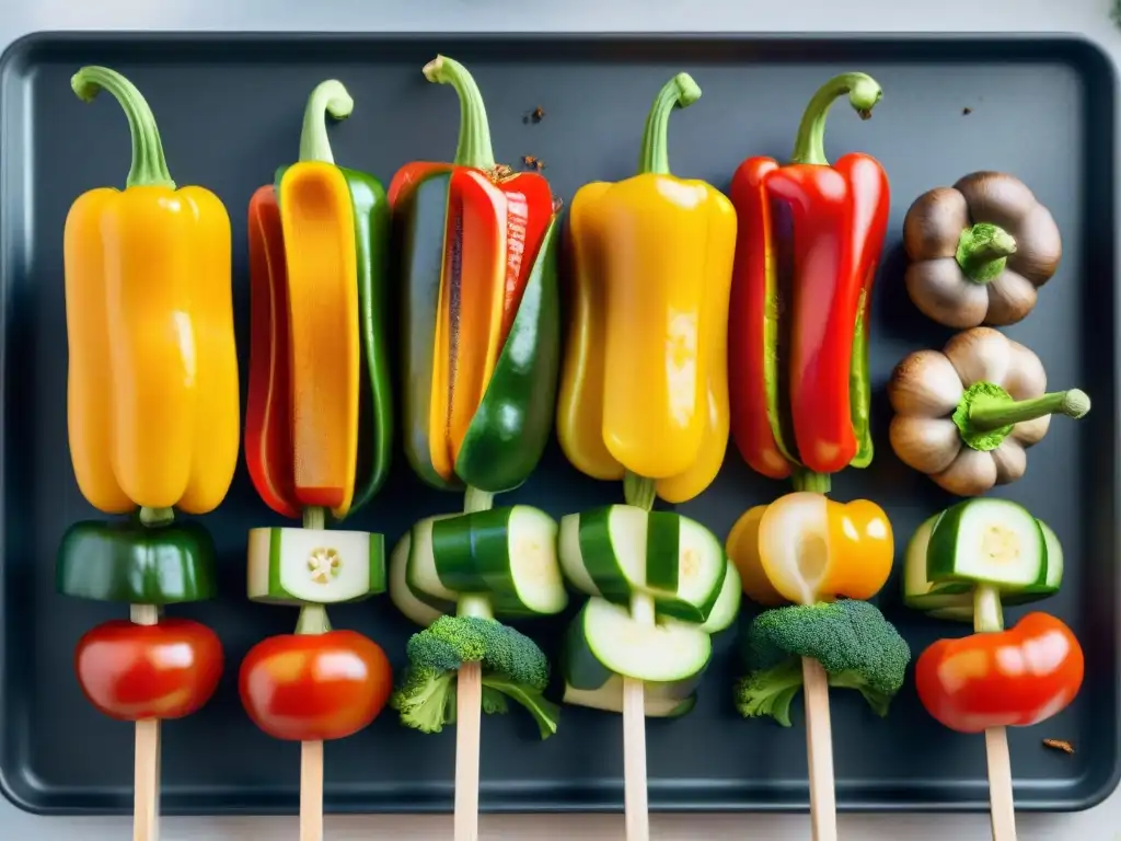 Delicioso asado vegetal con especias listo para la parrilla, una explosión de colores y sabores