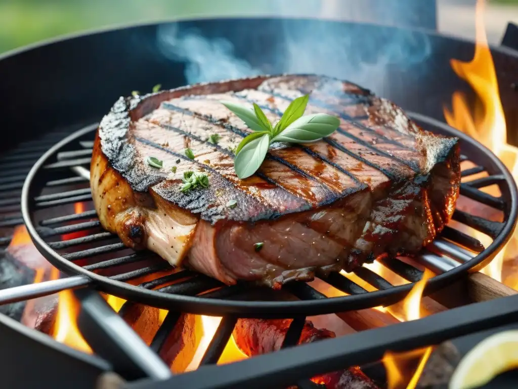 Delicioso corte magro asándose en parrilla, evocando el sabor y la tradición del asado uruguayo