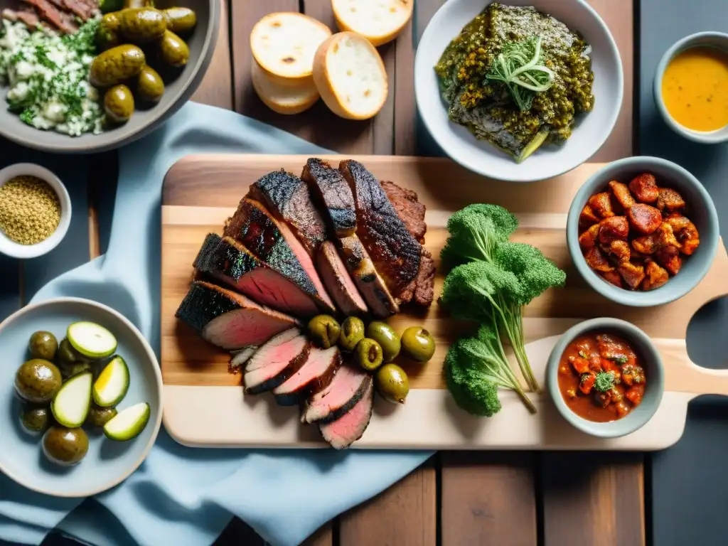 Delicioso equilibrio de nutrientes en un asado uruguayo en una mesa rústica