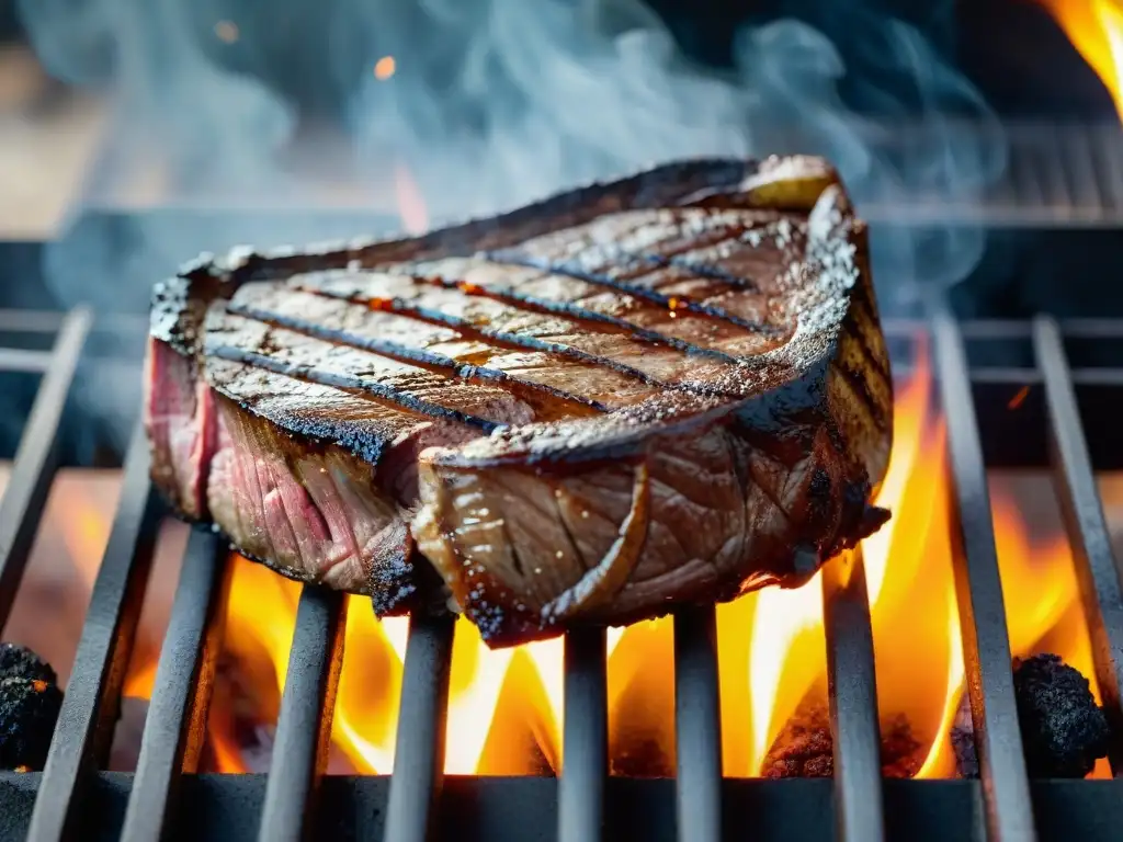 Delicioso filete a la parrilla con marcas perfectas y jugos tentadores, en un ambiente cálido y acogedor