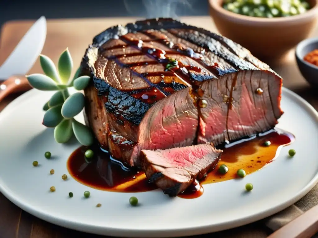 Delicioso filete en proceso de marinado, resaltando los mejores marinados para carne asada