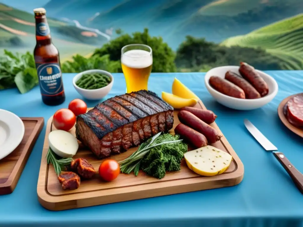 Delicioso maridaje de cervezas artesanales con asado uruguayo en el campo