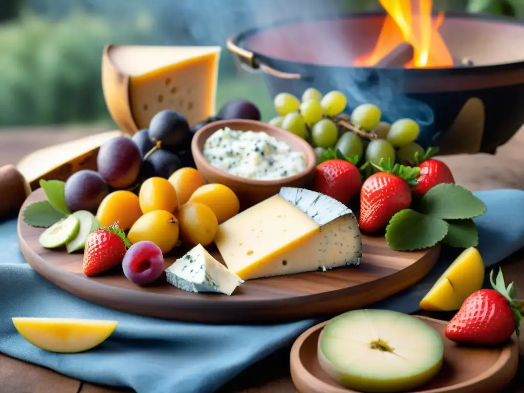 Delicioso maridaje de quesos y frutas en un asado uruguayo