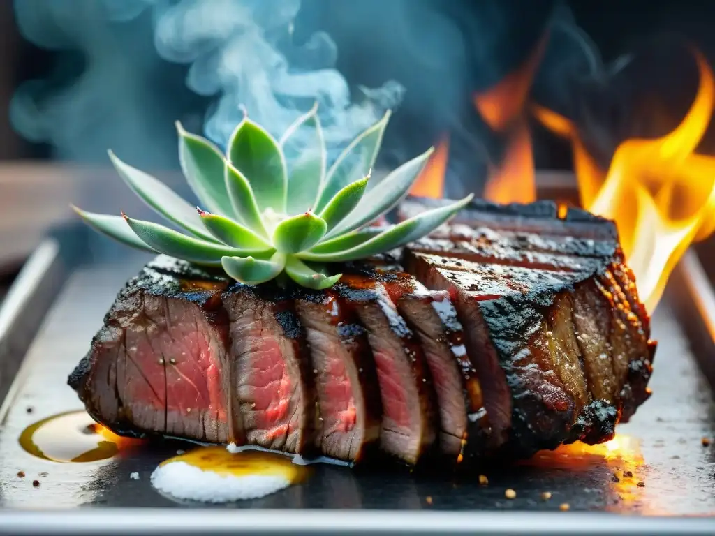 Delicioso steak 'nalga de adentro' en la parrilla