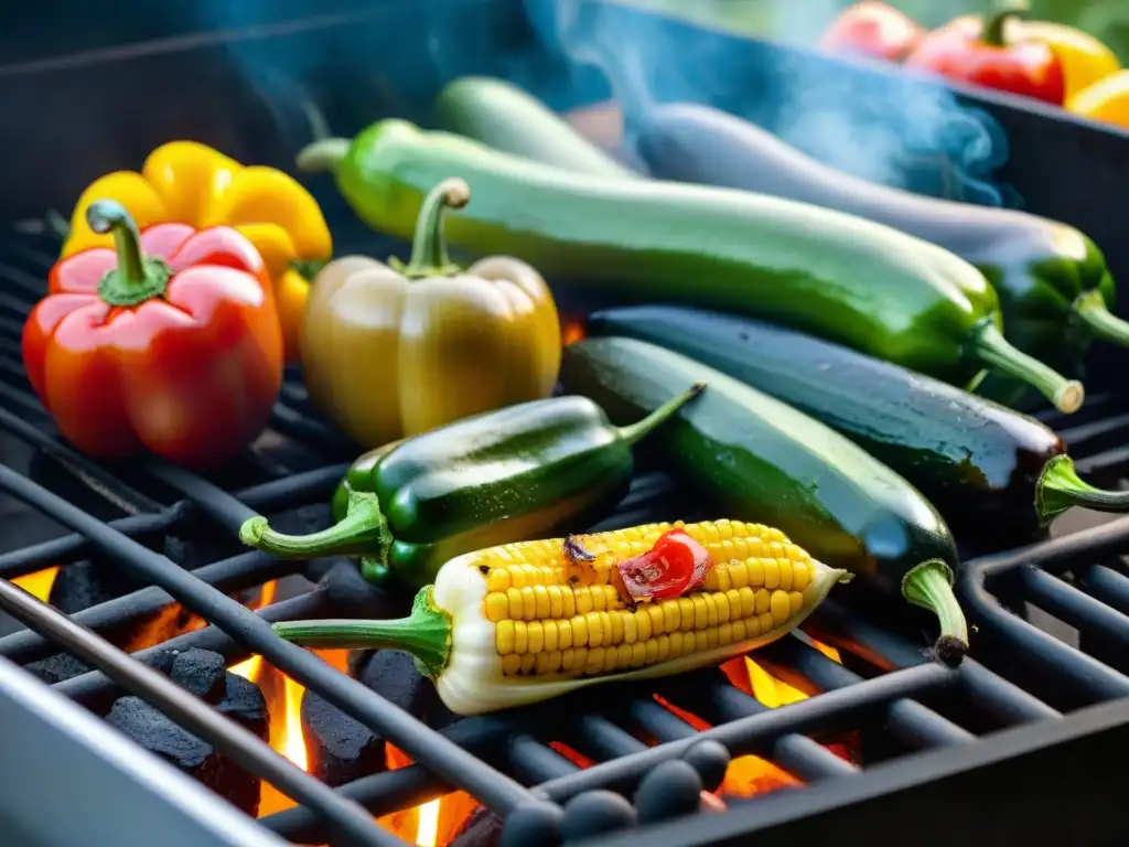 Deliciosos asados vegetales para parrilla en un día soleado de barbacoa al aire libre