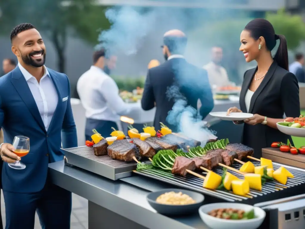 Un elegante asado al aire libre para eventos de networking con asado