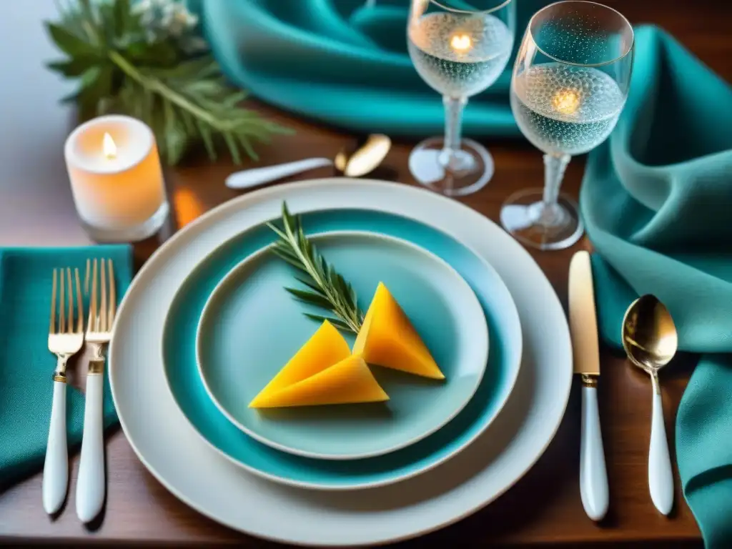 Elegante mesa de comedor lista para fotos gastronómicas en redes sociales