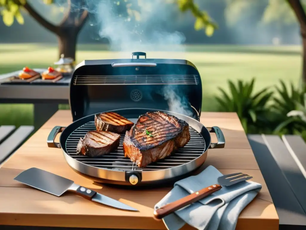 Un elegante set de asado para regalar en una escena gourmet al aire libre