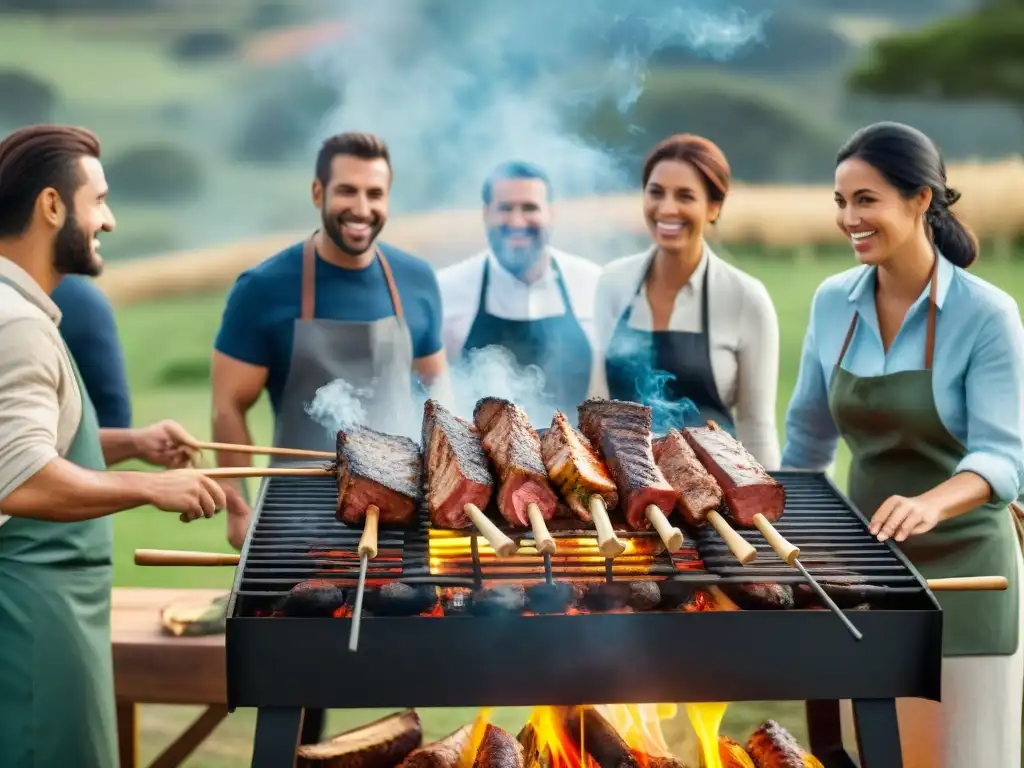 Equipo unido disfruta de un asado uruguayo en el campo